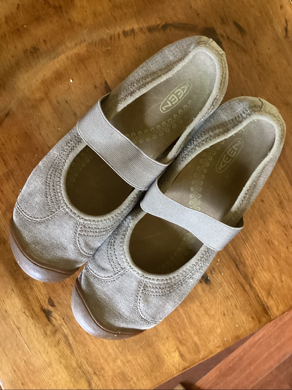 Keen gray canvas Mary Jane slip-ons
